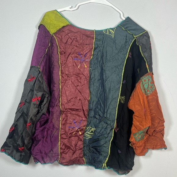 Skramble Colorblock Hippie Printed Kimono Tie Front One Size - Picture 6 of 8